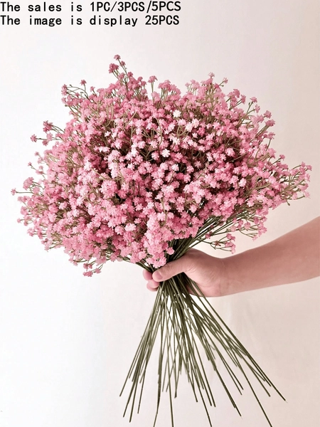 1pc/3pcs/5pcs Pink Gypsophila Artificial Flowers, Includes Multiple Stems Of Plastic Fake Baby's Breath Bouquet, Suitable For Home Decor, Tabletop Decor, Vase Filler, Wedding & Holiday DIY Floral Decoration, Room Decor, Valentine's Day, Birthday, Graduation Gifts, Garden Decor, Outdoor Plants, Gardening, Artificial Flowers