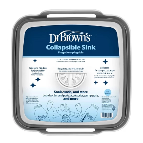 Dr. Brown's 2.4gal Plastic Collapsible Sink Basin Dish Washing Pan