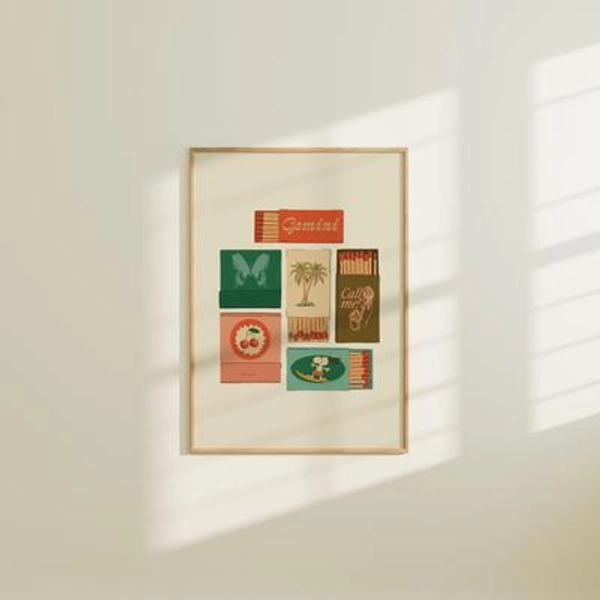 Aquarius Zodiac Vintage Inspired Matchbook/Matchbox Prints