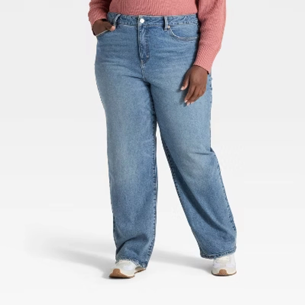 Women's High-Rise Straight Leg Jeans - Ava & Viv™ Medium Wash 22