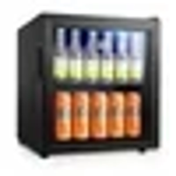 WANAI 62-Can Beverage Refrigerator and Cooler,Small Fridge with Glass Door，BLACK