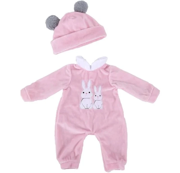 Babeside 17''- 20'' Baby Dolls Girls Reborn Baby Dolls Clothes 2pcs Cute Bunny Long Sleeve Jumpsuit with Hat Clothing Outfits Accessories,Pink