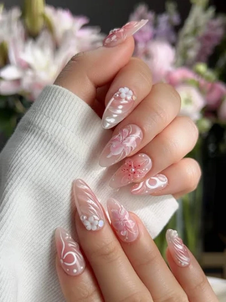 Joyee Nails 3D Lily Jelly Gloss Floral Press-On Nails
