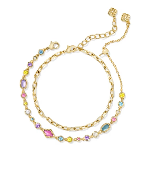 Mini Elisa Abbie Gold Set of 2 Delicate Chain Bracelets 