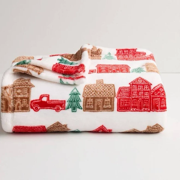 The Big One Holiday Oversized Supersoft Plush Throw Blanket, Red Trucks