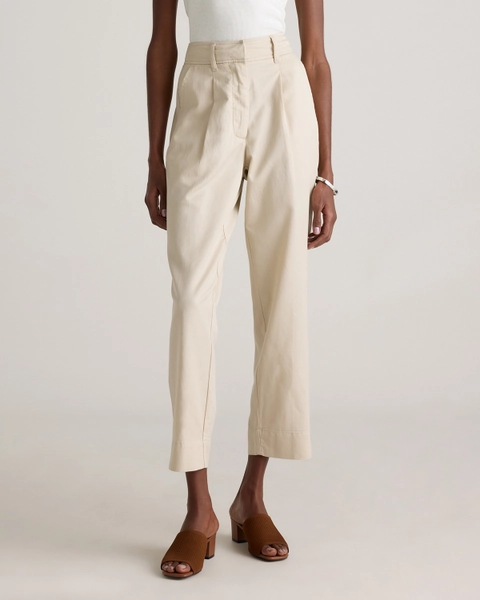 Drapey Twill Tapered Trouser  in Oatmilk