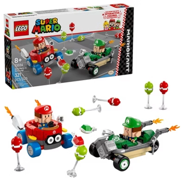 LEGO Super Mario Kart Baby, Mario vs. Baby Luigi Collectible Building Toy Set 72034