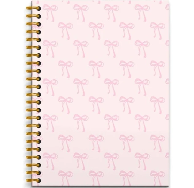5.5 * 8.3 in with Pink Coquette Bows Spiral Journal Notebook, Cute notebooks for girls, School supplies for girls, School supplies, Bows Spiral