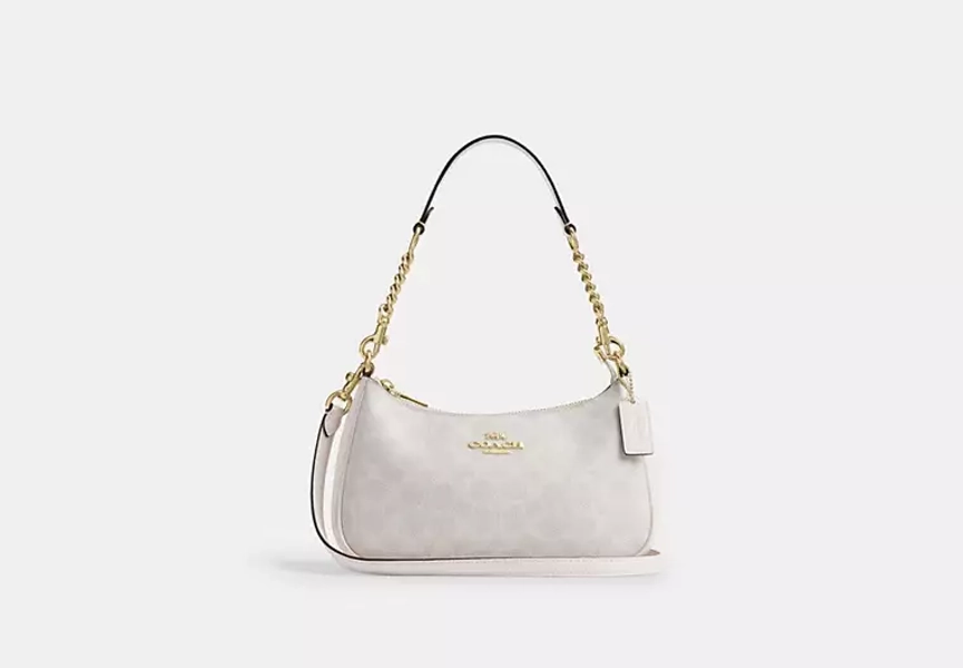 Gold/White/Chalk Teri Shoulder Bag In Signature Canvas