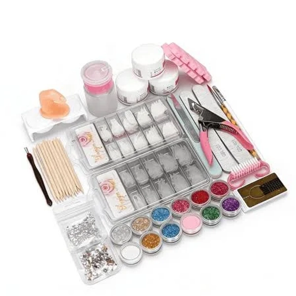 Acrylic Nail Kit, for Beginners with Everything, 12 Glitter Acrylic Powder Kit Nails Art Tips Decoration, DIY Nail Art Tool and Supplies for Beginners