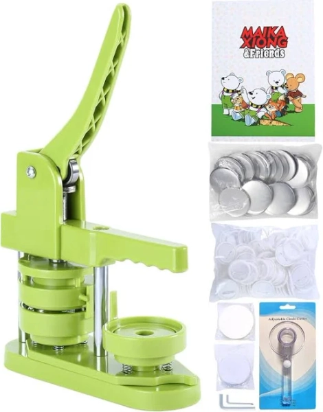 Happizza Button Badge Maker Machine (3rd Gen) Installation-Free, 58mm (2.25in) DIY Pin Button Maker Press Machine Badge Punch Press with Free 100pcs
