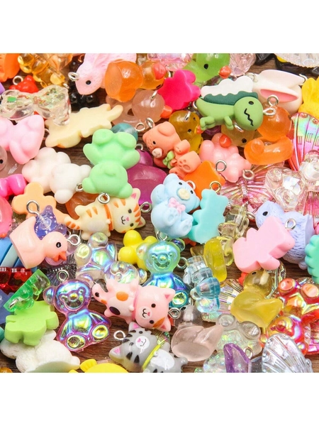 Randomly 10PCS, 80-100 Style Resin Acrylic Animal Insect Series Cute Cartoon Pendants Suitable For Men And Women's Jewelry, Clothing Necklaces, Handmade DIY Accessories