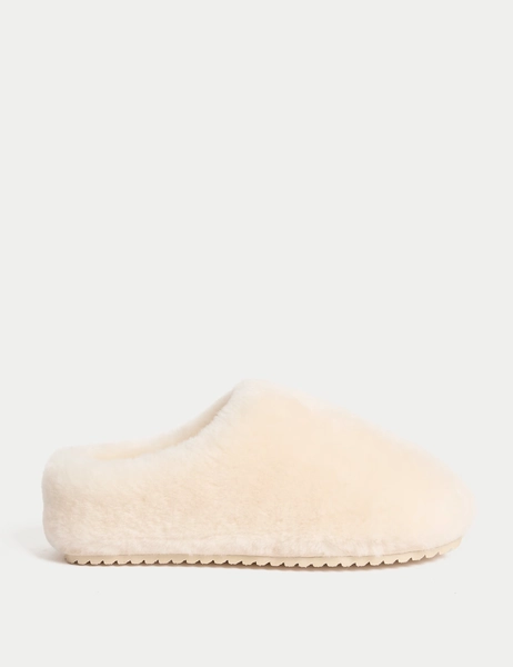 Leather Shearling Mule Slippers