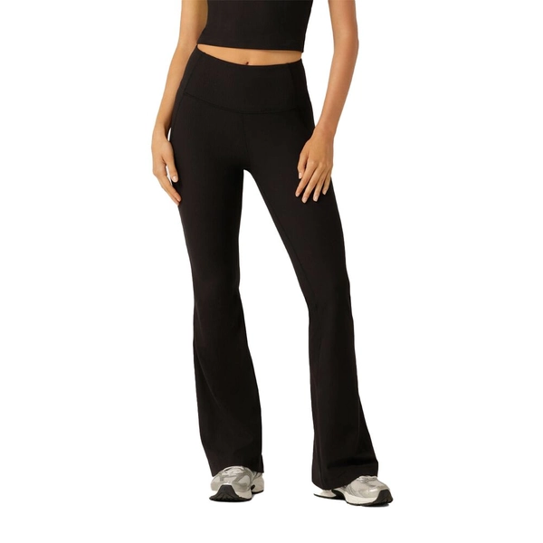 Lorna Jane Womens Irresistable Rib Flared Leggings Black XS