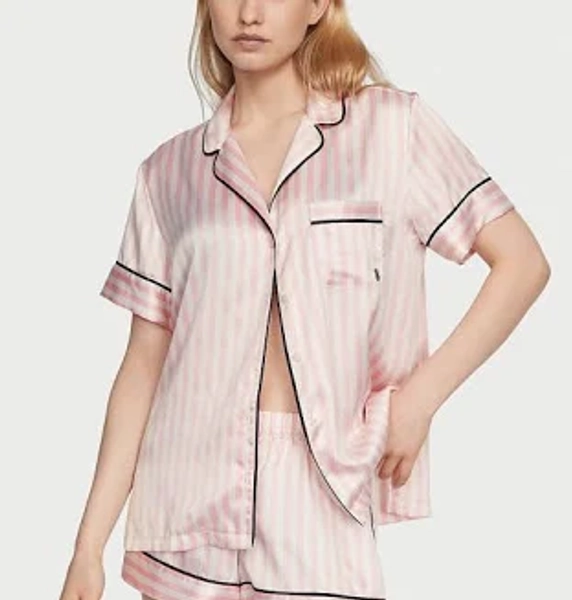 Victoria's Secret Pink Iconic Stripe Satin Short Pyjama Set