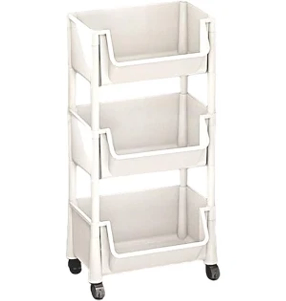 3 Tier Rolling Cart with Wheels, Rolling Storage Carts, Multifunctional Utility Trolley Cart Organizer Mobile Shelving Unit with Wheels for Bedside,