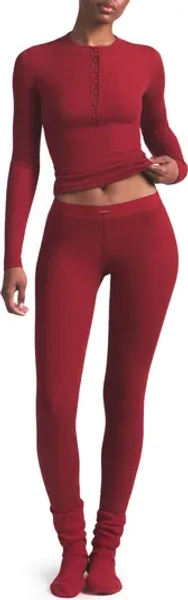 Cotton Rib Henley & Leggings Set