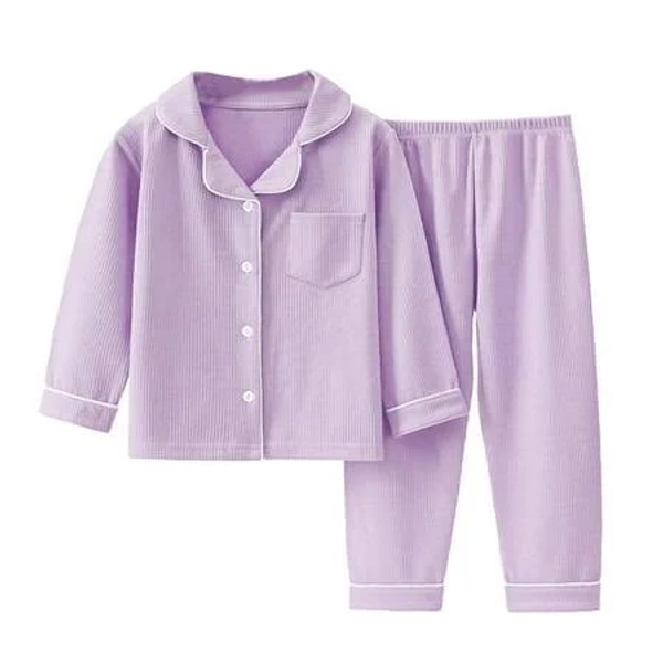Kids Boys Girls Warm Comfy Long Sleeve Button Down Pajamas Set
