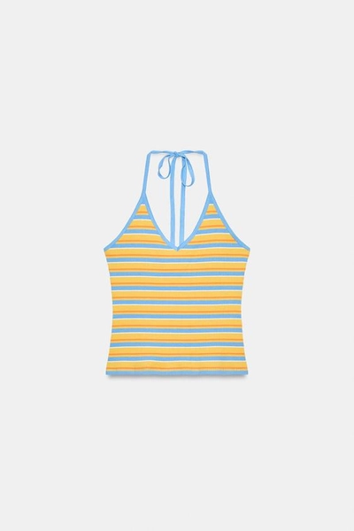 STRIPED HALTER TOP