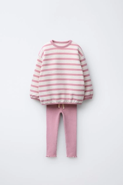 STRIPED SWEATSHIRT AND SOFT TOUCH LEGGING SET