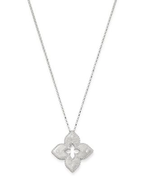 18K White Gold or 18K Yellow Gold Venetian Princess Diamond Pendant Necklace, 17"