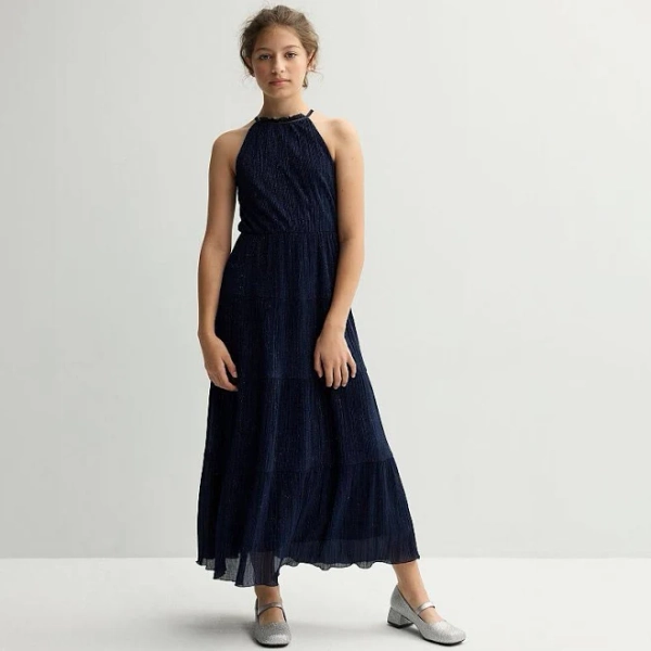 Xtraordinary Big Girls Sleeveless Tiered Halter Maxi Dress