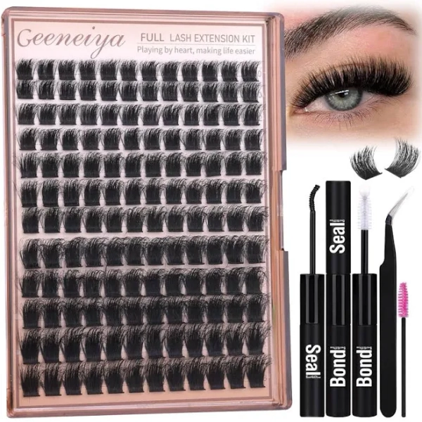 Geeneiya 200d Full Lash Clusters Kit Thick Lash Extension Kit 10-18mm