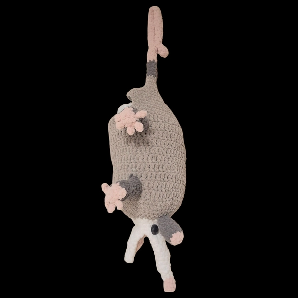 Opossum crochet bag holder.  Made with blanket yarn!!!  Hand crafted.   Handmade.