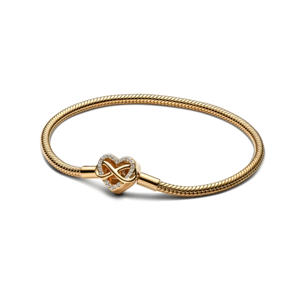 Pandora Sparkling Infinity Heart Clasp Snake Chain Bracelet