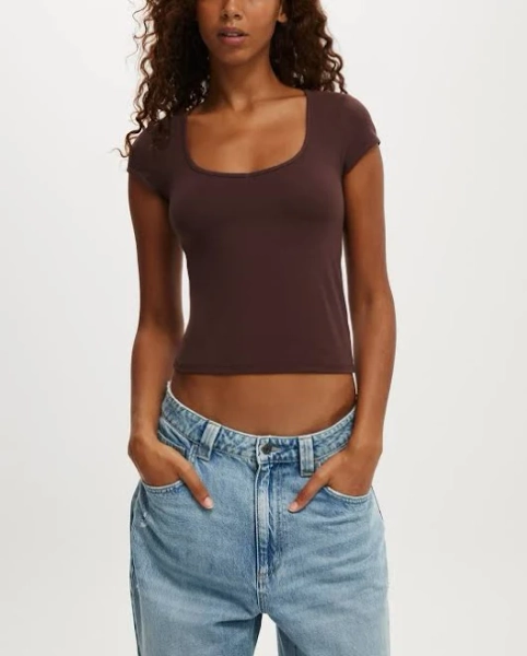 Cotton On Women - Hold Me Short Sleeve - Dark Oak Size - 3Xs Women