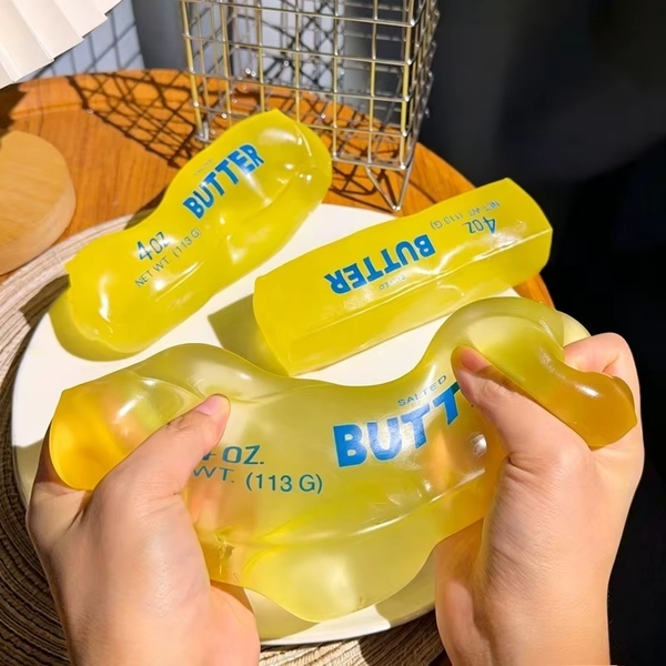 Moldable Butter Stick Squishy Toy Coconut Oil Filled Stress Relief Butter Cheese Bar Squeeze Fidget Toy Decompression Vent Toy