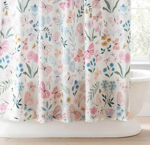 Wildflower Butterfly Shower Curtain