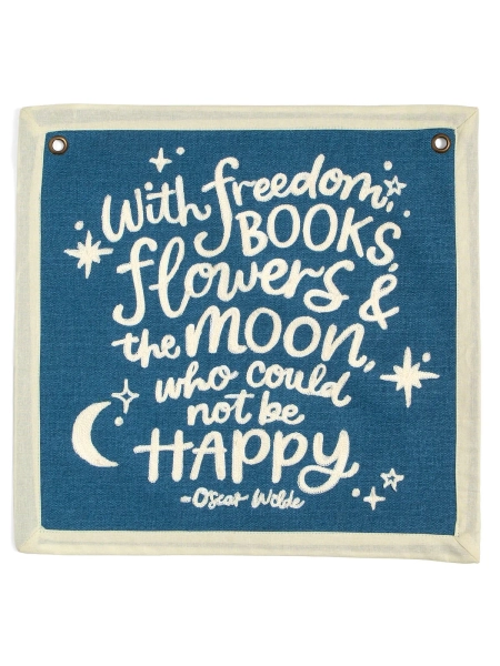 Books, Flowers And The Moon Canvas Banner