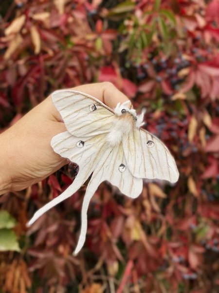 Handcrafted Luna Moth Brooch – Whimsical Polymer Clay Insect Pin