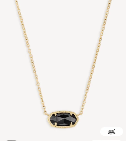 Elisa Gold Pendant Necklace in Black Opaque Glass