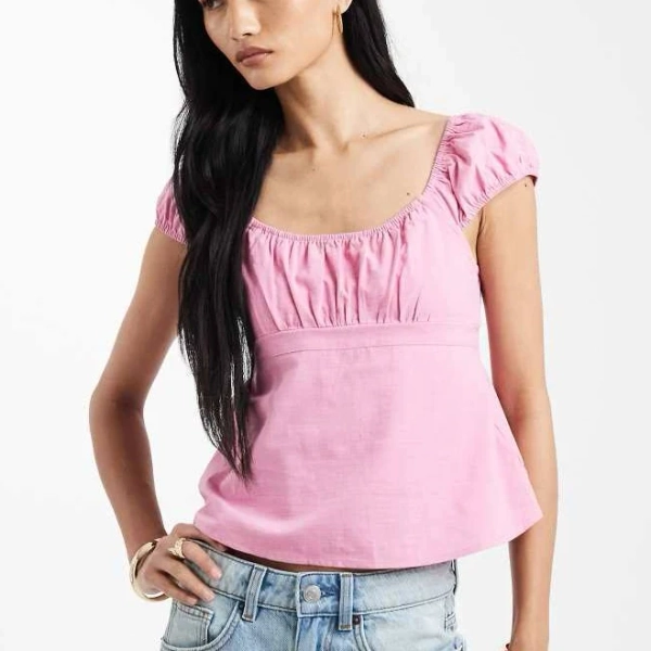 Cotton On Women's Tie Back Babydoll Blouse