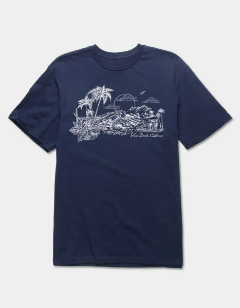 VENICE BEACH Sunset Distressed Unisex Tee - NAVY