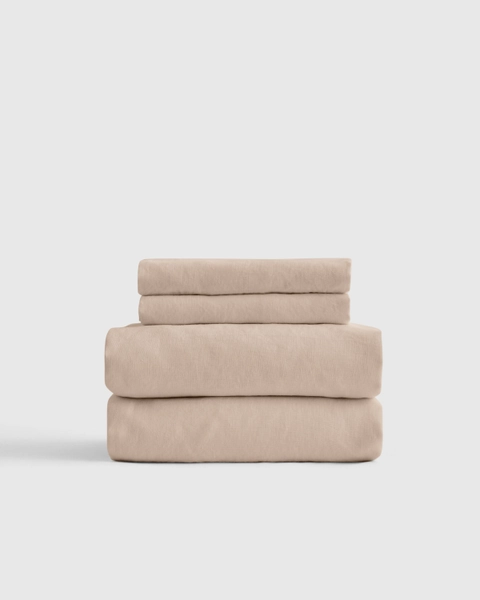 Organic Brushed Cotton Sheet Set in Toffee