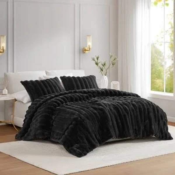 Ultrasoft Faux Fur Ribbed Comforter Set