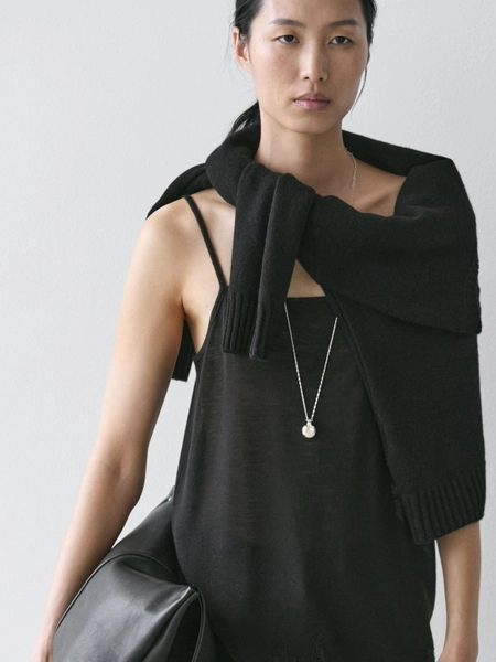 Camisole top with lace detail - BLACK