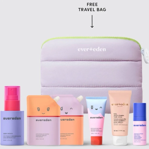 Kids Complete Routine Mini Set | Evereden | Clean Skincare 6 Piece Set + Bag