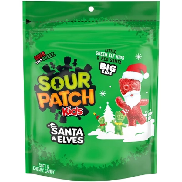 SOUR PATCH KIDS Santa and Elves Christmas Candy Bag Stocking Stuffers - 9.8oz
