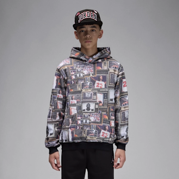 Jordan Big Kids' Brooklyn Printed Fleece Pullover Hoodie