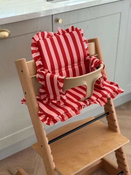 Raspberry Ripple Ruffle Cushion For Stokke Tripp Trapp