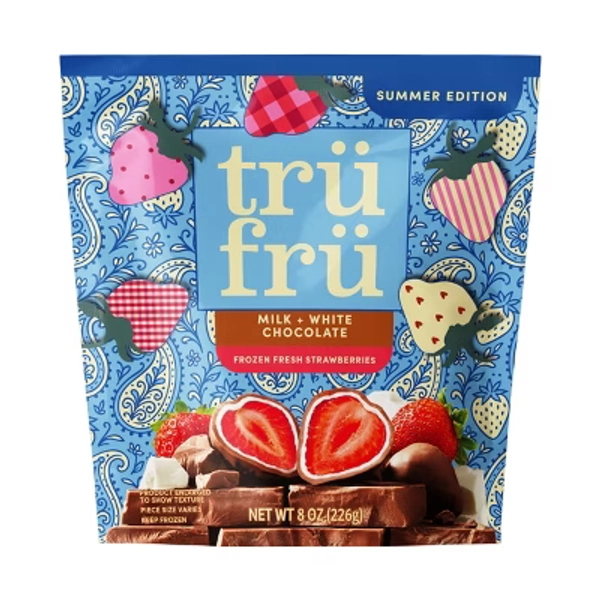 Tru Fru White and Milk Chocolate Frozen Strawberries - 8oz