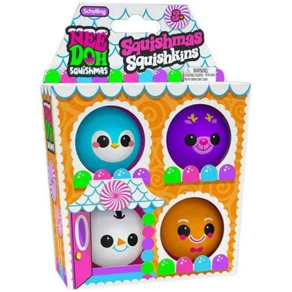 Needoh The Groovy Glob Squishmas Squishkins Stress Ball 4-Pack, Size: 1 inch Ball
