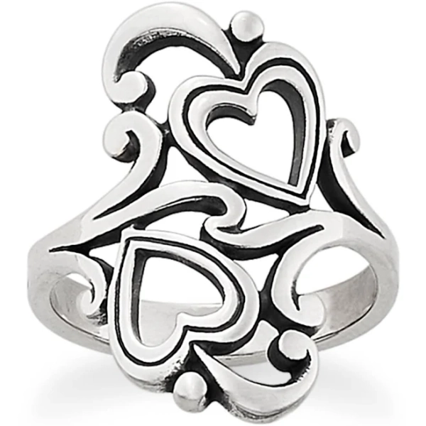 James Avery Sterling Silver Swirls and Scrolls Hearts Ring