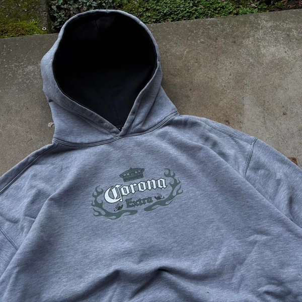 y2k corona beer hybrid tribal graphic hoodie...