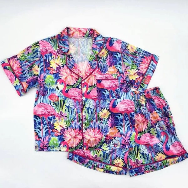 Blended Spirit Flamingo Silk Pajama Set