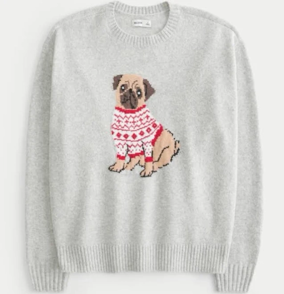 Hollister Women's Comfy Cloud Teddy Bear Graphic Sweater